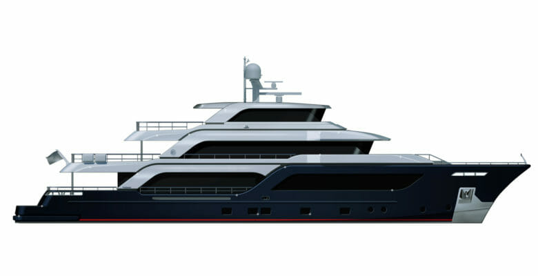 the CdM Acciaio 130 megayacht