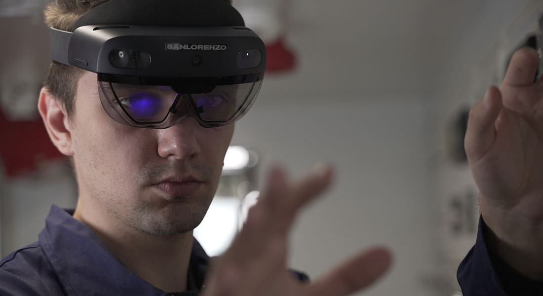 Sanlorenzo's Smart Helmet is standard equipment for all of its superyachts, a mixed-reality headset