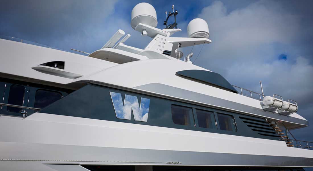 W underwent a 10-month refit at Feadship; she's among superyachts known by a single letter